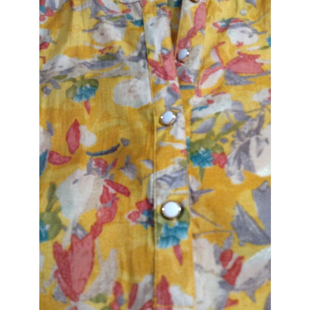 Libas Yellow Floral Tunic Top L Cotton Blend Kurti Kurta 3/4 Sleeve Indian Boho - Picture 5 of 8